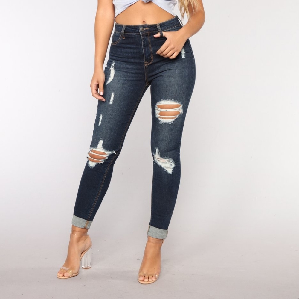 Fashion Nova Erika Ankle Jeans - Dark Denim